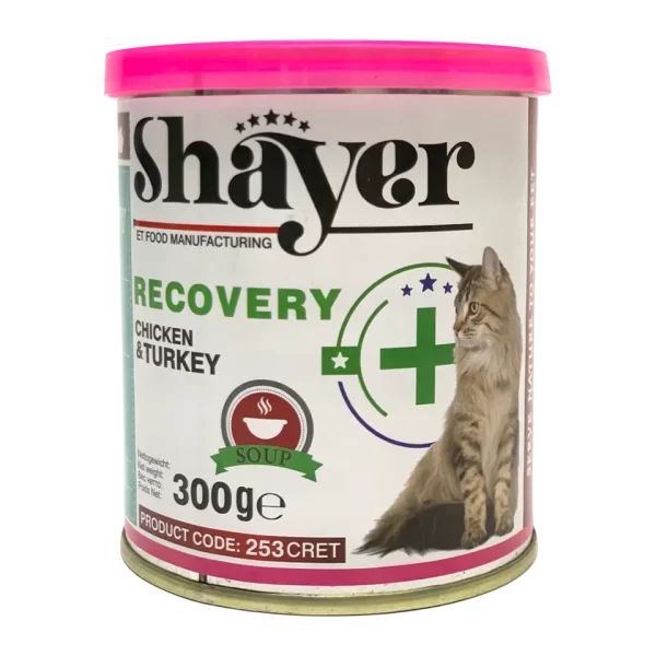 کنسرو پته ۳۰۰گرمی گربه ریکاوری شایر Shayer با طعم مرغ و بوقلمون