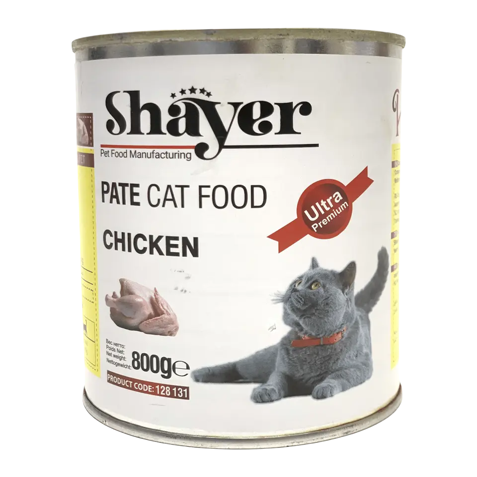 کنسرو پته ۸۰۰گرمی گربه شایر Shayer با طعم مرغ