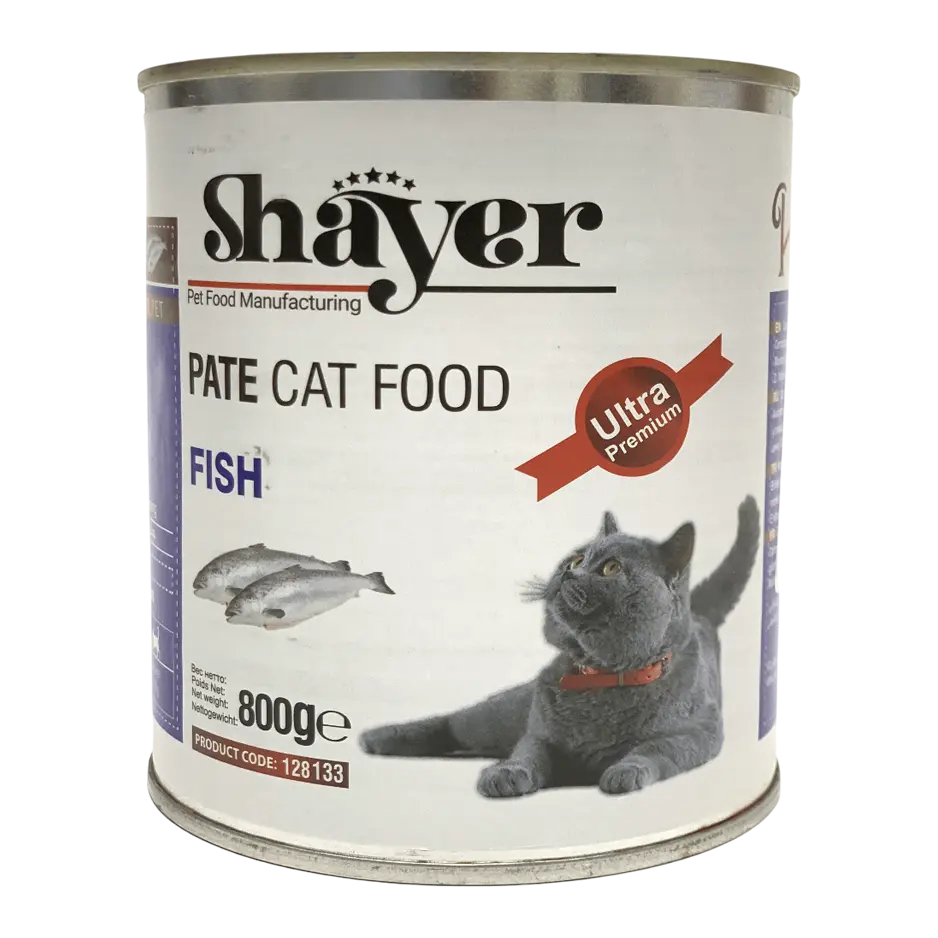 کنسرو پته ۸۰۰گرمی گربه شایر Shayer با طعم ماهی