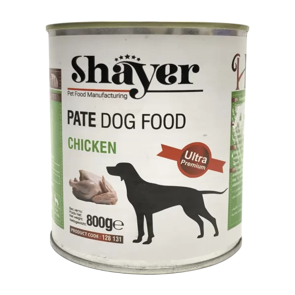 کنسرو پته ۸۰۰گرمی سگ شایر Shayer با طعم مرغ