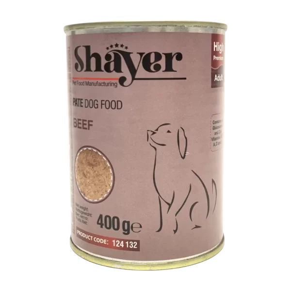 کنسرو پته ۴۰۰گرمی سگ شایر Shayer با طعم گوشت