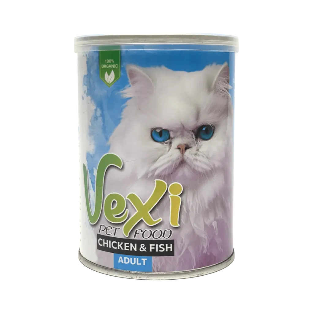 کنسرو پته ۴۰۰ گرمی گربه وکسی Vexi باطعم مرغ و ماهی