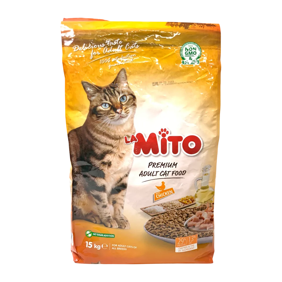 غذا خشک گربه میتو Mito با طعم مرغ کیسه ۱۵کیلوگرم
